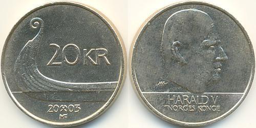 20 Krone Norwegen Messing 