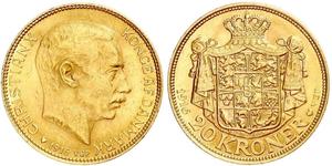 20 Krone Danemark Or Christian X de Danemark (1870 - 1947)