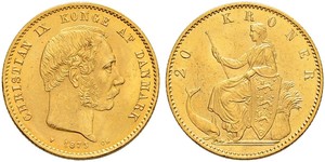 20 Krone Danemark Or Christian IX de Danemark (1818-1906)