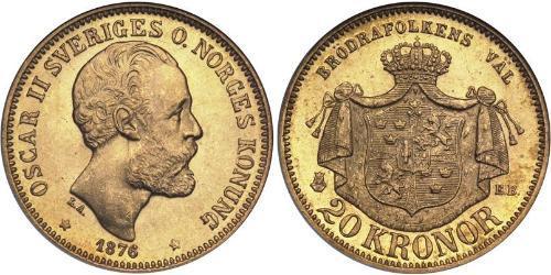 20 Krone Suède Or Oscar II de Suède (1829-1907)