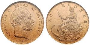 20 Krone Danimarca Oro Cristiano IX di Danimarca (1818-1906)