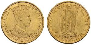 20 Krone Noruega (1905 - ) Oro Haakon VII de Noruega (1872 - 1957)