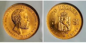 20 Krone Norvegia Oro Oscar II di Svezia (1829-1907)