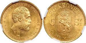 20 Krone Norvegia Oro Oscar II di Svezia (1829-1907)