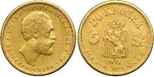 20 Krone Norvegia Oro Oscar II di Svezia (1829-1907)