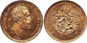 20 Krone Suecia Oro Óscar II de Suecia (1829-1907)