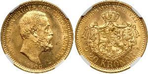20 Krone Suecia Oro Óscar II de Suecia (1829-1907)