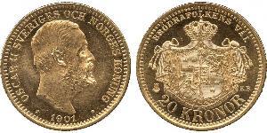 20 Krone Suecia Oro Óscar II de Suecia (1829-1907)