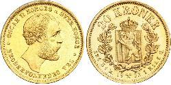 20 Krone 挪威 金 奧斯卡二世 (1829-1907)