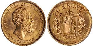 20 Krone 挪威 金 奧斯卡二世 (1829-1907)