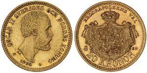 20 Krone 瑞典 金 奧斯卡二世 (1829-1907)
