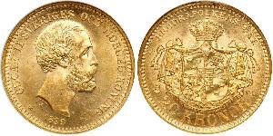 20 Krone 瑞典 金 奧斯卡二世 (1829-1907)