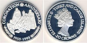 20 Krone 特克斯和凯科斯群岛 銀 