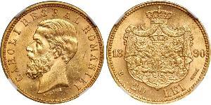20 Leu Kingdom of Romania (1881-1947) Gold Carol I of Romania (1839 - 1914)