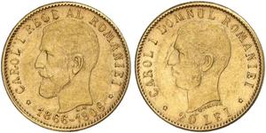 20 Leu Königreich Rumänien (1881-1947) Gold Karl I. (Rumänien) (1839 - 1914)