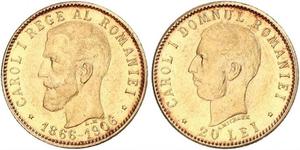 20 Leu Königreich Rumänien (1881-1947) Gold Karl I. (Rumänien) (1839 - 1914)