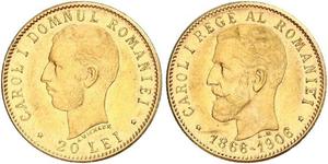 20 Leu Königreich Rumänien (1881-1947) Gold Karl I. (Rumänien) (1839 - 1914)