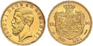 20 Leu Royaume de Roumanie (1881-1947) Or Charles Ier de Roumanie (1839 - 1914)