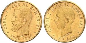 20 Leu Royaume de Roumanie (1881-1947) Or Charles Ier de Roumanie (1839 - 1914)