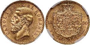 20 Leu Reino de Rumanía (1881-1947) Oro Carlos I de Rumania (1839 - 1914)