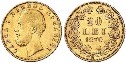 20 Leu Rumania Oro Carlos I de Rumania (1839 - 1914)