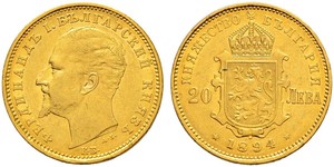 20 Lev Bulgarien Gold Ferdinand I. von Bulgarien (1861 -1948)
