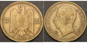 20 Lev Kingdom of Romania (1881-1947) Brass/Nickel Carol II of Romania (1893 - 1953)
