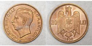 20 Lev Kingdom of Romania (1881-1947) Brass/Nickel Carol II of Romania (1893 - 1953)