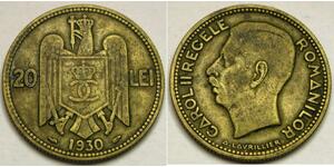 20 Lev Regno di Romania (1881-1947) Ottone/Nichel Carol II of Romania (1893 - 1953)