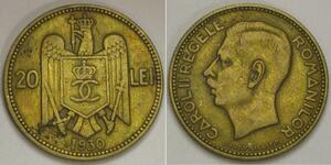 20 Lev Regno di Romania (1881-1947) Ottone/Nichel Carol II of Romania (1893 - 1953)