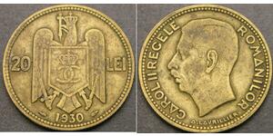 20 Lev Regno di Romania (1881-1947) Ottone/Nichel Carol II of Romania (1893 - 1953)