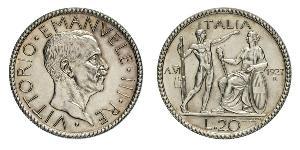 20 Lira Kingdom of Italy (1861-1946) Argent Victor-Emmanuel III d