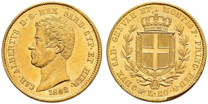 20 Lira Kingdom of Sardinia (1324 - 1861) / Italy Gold Charles Albert of Sardinia (1798 - 1849)