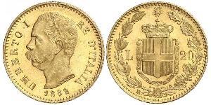 20 Lira Kingdom of Italy (1861-1946) Gold Umberto I (1844-1900)