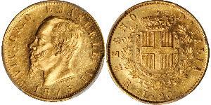 20 Lira Kingdom of Italy (1861-1946) Gold Victor Emmanuel II of Italy (1820 - 1878)