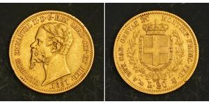 20 Lira Kingdom of Italy (1861-1946) Gold Victor Emmanuel II of Italy (1820 - 1878)