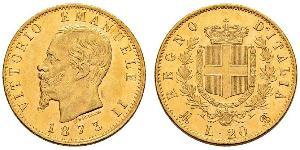 20 Lira Kingdom of Italy (1861-1946) Gold Victor Emmanuel II of Italy (1820 - 1878)