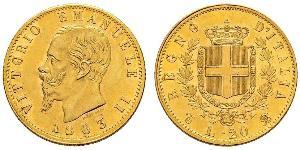 20 Lira Kingdom of Italy (1861-1946) Gold Victor Emmanuel II of Italy (1820 - 1878)