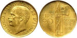 20 Lira Kingdom of Italy (1861-1946) Gold Vittorio Emanuele III (1869 - 1947)