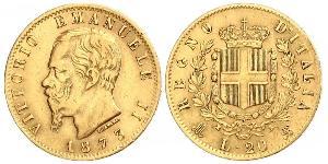 20 Lira Kingdom of Italy (1861-1946) Gold Victor Emmanuel II of Italy (1820 - 1878)