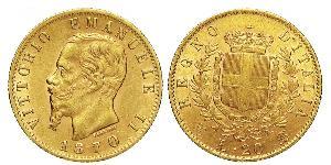 20 Lira Kingdom of Italy (1861-1946) Gold Victor Emmanuel II of Italy (1820 - 1878)