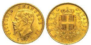 20 Lira Kingdom of Italy (1861-1946) Gold Victor Emmanuel II of Italy (1820 - 1878)