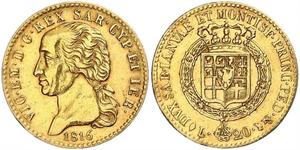 20 Lira Kingdom of Sardinia (1324 - 1861) Gold Victor Emmanuel I of Sardinia