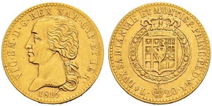 20 Lira Königreich Sardinien (1324 - 1861) Gold Viktor Emanuel I.