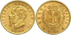 20 Lira Kingdom of Italy (1861-1946) Or Victor Emmanuel II of Italy (1820 - 1878)