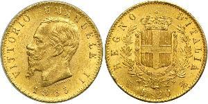 20 Lira Kingdom of Italy (1861-1946) Or Victor Emmanuel II of Italy (1820 - 1878)