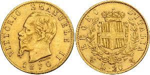 20 Lira Kingdom of Italy (1861-1946) Or Victor Emmanuel II of Italy (1820 - 1878)