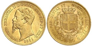 20 Lira Kingdom of Italy (1861-1946) Or Victor Emmanuel II of Italy (1820 - 1878)