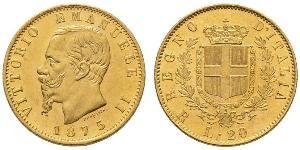 20 Lira Kingdom of Italy (1861-1946) Or Victor Emmanuel II of Italy (1820 - 1878)