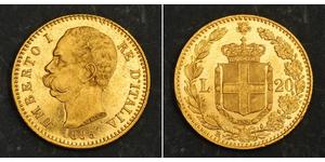20 Lira Kingdom of Italy (1861-1946) Or Umberto I (1844-1900)
